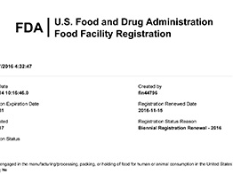 Registrazione F.D.A.